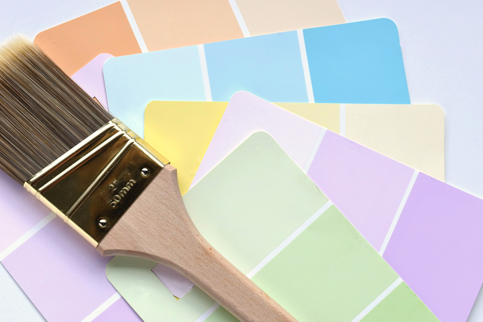 paint brush with color swatches