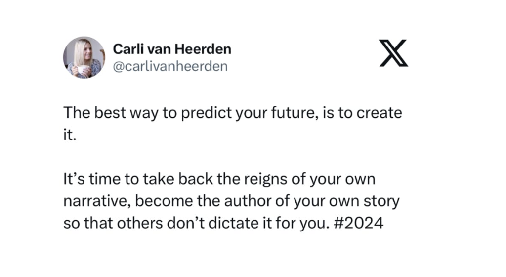 Carli Van Heerden X Profile year planning in 2024